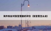 海外粉丝对张慧雯剧的评价（张慧雯怎么说）