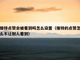 推特点赞会被看到吗怎么设置（推特的点赞怎么不让别人看到）