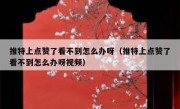 推特上点赞了看不到怎么办呀（推特上点赞了看不到怎么办呀视频）