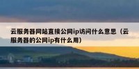 云服务器网站直接公网ip访问什么意思（云服务器的公网ip有什么用）
