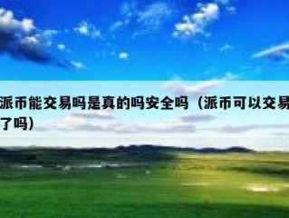 派币能交易吗是真的吗安全吗（派币可以交易了吗）