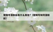 视频号涨粉丝有什么用处?（视频号如何涨粉丝）