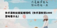 快手涨粉丝就能赚钱吗（快手涨粉到1000意味着什么）