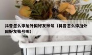 抖音怎么添加外国好友账号（抖音怎么添加外国好友账号呢）