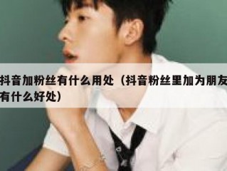 抖音加粉丝有什么用处（抖音粉丝里加为朋友有什么好处）