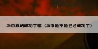 派币真的成功了嘛（派币是不是已经成功了）