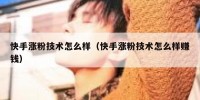 快手涨粉技术怎么样（快手涨粉技术怎么样赚钱）