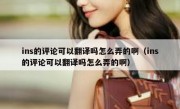 ins的评论可以翻译吗怎么弄的啊（ins的评论可以翻译吗怎么弄的啊）