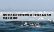 推特怎么看点赞的推文视频（推特怎么看点赞的推文视频呢）