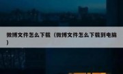 微博文件怎么下载（微博文件怎么下载到电脑）