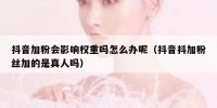 抖音加粉会影响权重吗怎么办呢（抖音抖加粉丝加的是真人吗）
