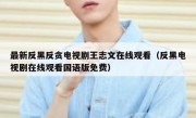 最新反黑反贪电视剧王志文在线观看（反黑电视剧在线观看国语版免费）
