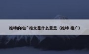 推特的推广推文是什么意思（推特 推广）