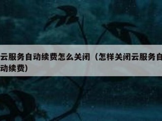 云服务自动续费怎么关闭（怎样关闭云服务自动续费）