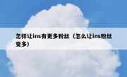 怎样让ins有更多粉丝（怎么让ins粉丝变多）