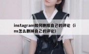 instagram如何删除自己的评论（ins怎么删掉自己的评论）