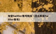 淘宝twitter账号购买（怎么购买twitter账号）