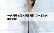 ins关闭评论怎么设置回复（ins怎么关闭点赞数）