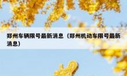 郑州车辆限号最新消息（郑州机动车限号最新消息）