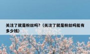 关注了就是粉丝吗?（关注了就是粉丝吗能有多少钱）
