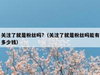 关注了就是粉丝吗?（关注了就是粉丝吗能有多少钱）