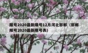 限号2020最新限号12月河北邯郸（邯郸限号2020最新限号表）