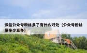 微信公众号粉丝多了有什么好处（公众号粉丝量多少算多）