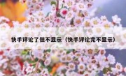快手评论了但不显示（快手评论完不显示）