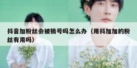 抖音加粉丝会被销号吗怎么办（用抖加加的粉丝有用吗）