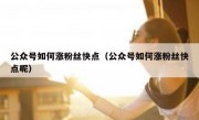 公众号如何涨粉丝快点（公众号如何涨粉丝快点呢）