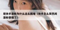 现快手涨粉为什么这么困难（快手怎么突然间涨粉很慢了）
