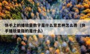 快手上的播放量数字是什么意思啊怎么弄（快手播放量指的是什么）