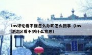ins评论看不懂怎么办呢怎么回事（ins评论区看不到什么意思）