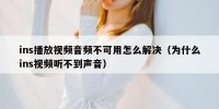 ins播放视频音频不可用怎么解决（为什么ins视频听不到声音）