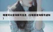 哪里可以查询限号信息（在哪里查询限号通知）