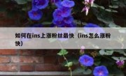 如何在ins上涨粉丝最快（ins怎么涨粉快）