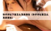 快手评论下面怎么发表情包（快手评论里怎么发表情包）