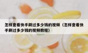 怎样查看快手刷过多少钱的视频（怎样查看快手刷过多少钱的视频教程）