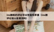 ins删除的评论可以恢复吗苹果（ins删评论别人能看到吗）
