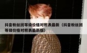 抖音粉丝团等级价格对照表最新（抖音粉丝团等级价格对照表最新版）