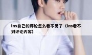 ins自己的评论怎么看不见了（ins看不到评论内容）