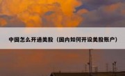 中国怎么开通美股（国内如何开设美股账户）