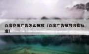 百度竞价广告怎么投放（百度广告投放收费标准）