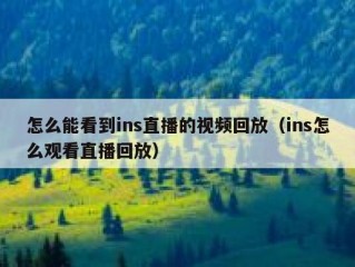 怎么能看到ins直播的视频回放（ins怎么观看直播回放）