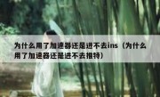 为什么用了加速器还是进不去ins（为什么用了加速器还是进不去推特）