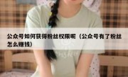公众号如何获得粉丝权限呢（公众号有了粉丝怎么赚钱）