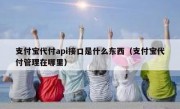 支付宝代付api接口是什么东西（支付宝代付管理在哪里）