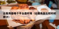云服务器哪个平台最好用（云服务器比较好的牌子）