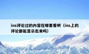 ins评论过的内容在哪里看啊（ins上的评论都能显示出来吗）