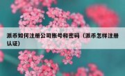 派币如何注册公司账号和密码（派币怎样注册认证）